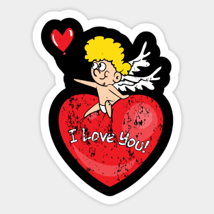 Retro Vintage Grunge Valentine's Day Cupid Sticker